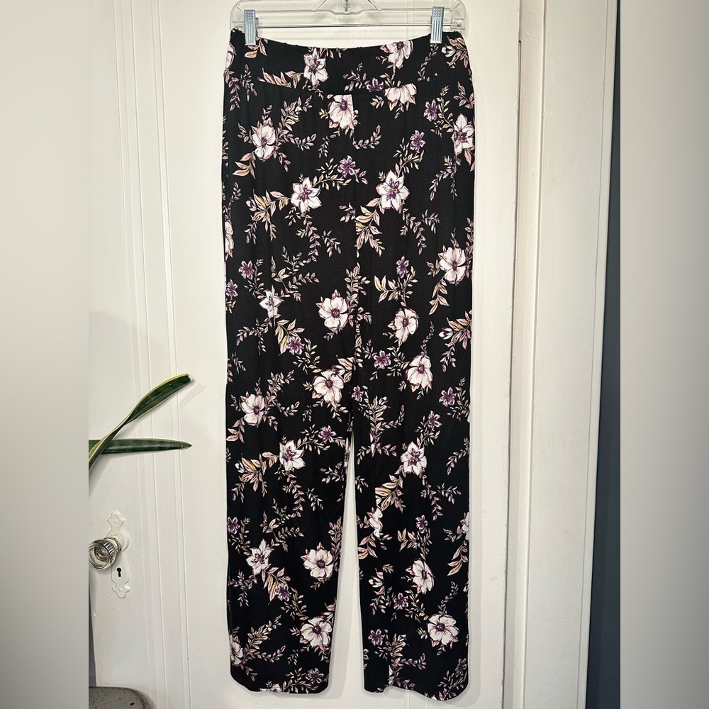 Pink Republic Floral black pink purple Pants large flowy